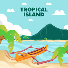 Tropical island summer vibes vector art background design