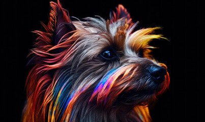 Abstract neon art background, wallpaper, t-shirt pattern paint splash dog