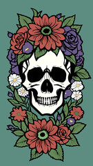 skull with flowers