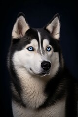 Studio portrait of a dog breed Husky. AI generated, human enhanced