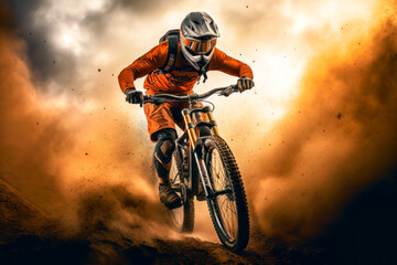 Naklejka premium BMX bicyclist, extreme sport, bicycle motocross race. Generative AI
