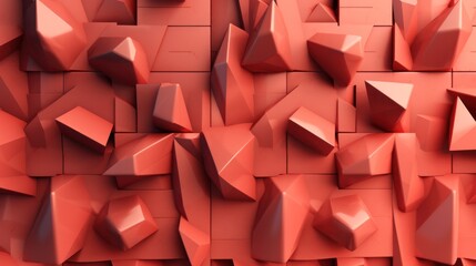 Abstract red geometric low-poly background. Generative AI.