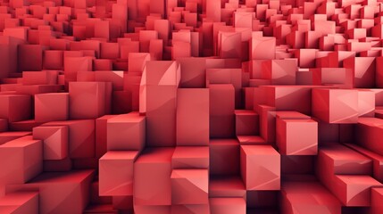 Abstract background with red cubes, geometric low-poly installation. Generative AI.