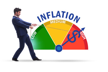 Businessman in the high inflation concept
