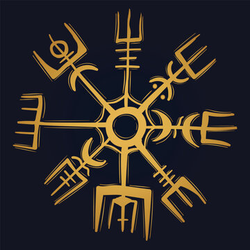 Aegishjalmur viking helm of awe runes vector	
