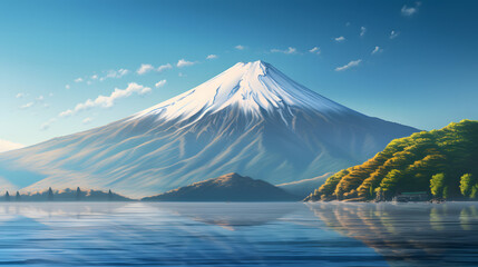 イラスト調の富士山 No.008 | Mount Fuji of Illustration style Generative AI