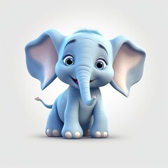 Adorable African Elephant: Funny Cartoon Character with Big Ears in the Jungle