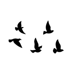 Flying bird silhouette. Vector illustration. a flock of flying birds. tattoo design