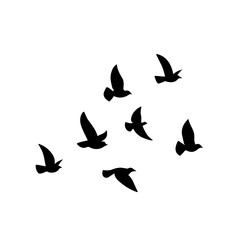 Flying bird silhouette. Vector illustration. a flock of flying birds. tattoo design