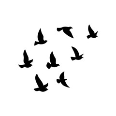 Flying bird silhouette. Vector illustration. a flock of flying birds. tattoo design