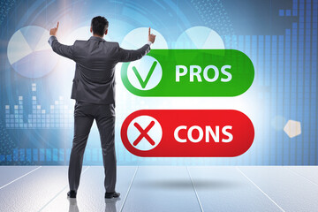 Concept of choosing pros and cons