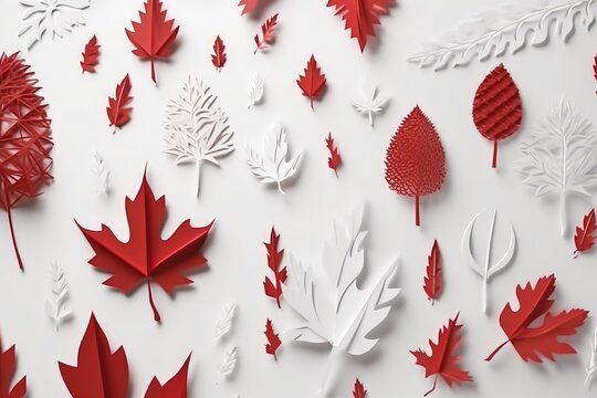 Happy Canada day, Dominion . Maple leafposter for celebrate national day of Canada.1st of July celebration background. Canada independence patriotism card. Canada flag, red maple leaf.