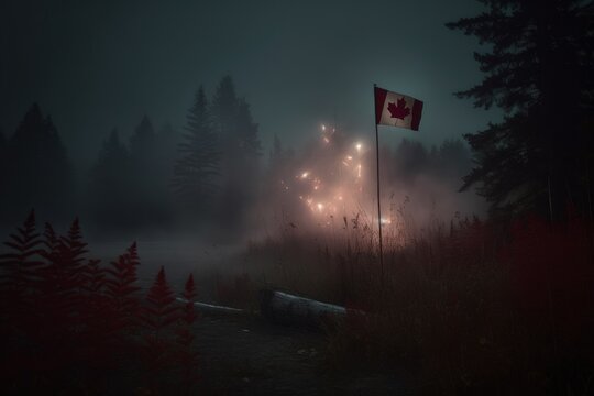 Happy Canada day, Dominion . Maple leafposter for celebrate national day of Canada.1st of July celebration background. Canada independence patriotism card. Canada flag, red maple leaf. - Powered by Adobe