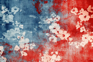 Cyanotype, fabric, background, red. AI generative