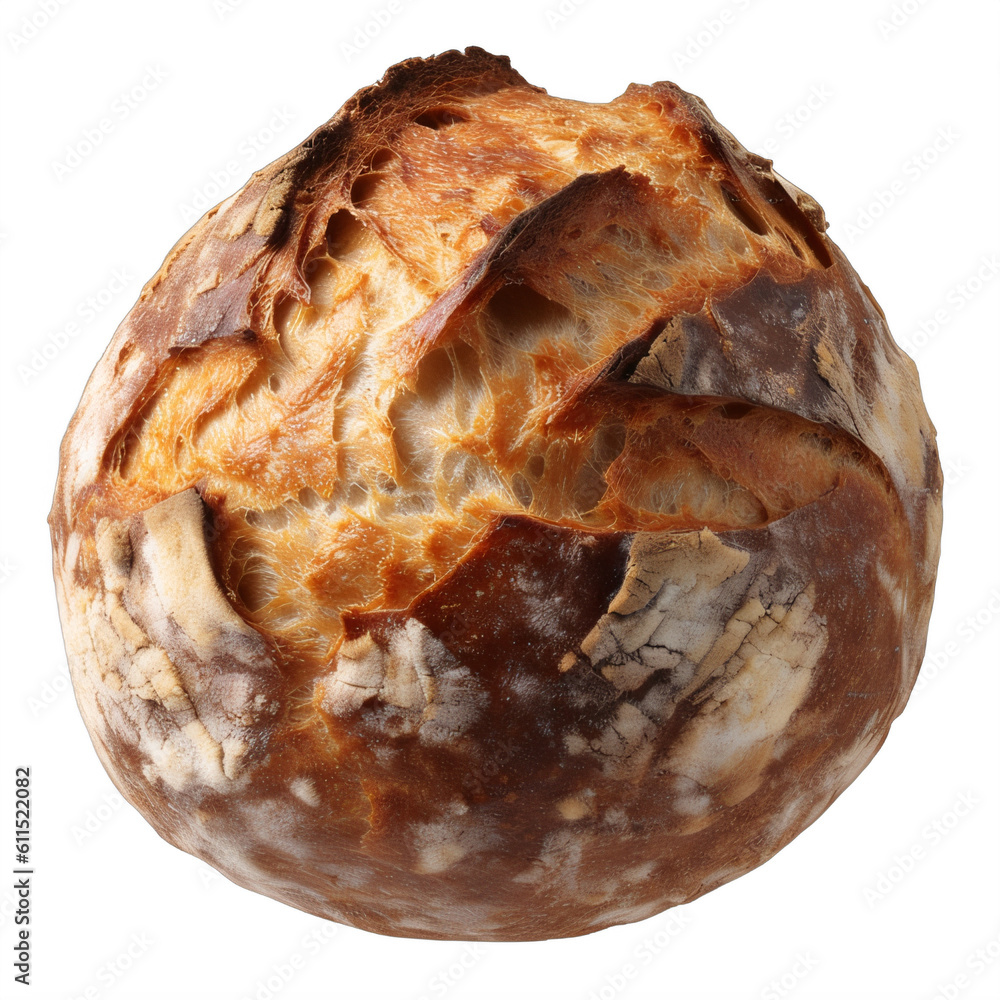 Wall mural a round loaf of bread on a transparent background png isolated generative ai