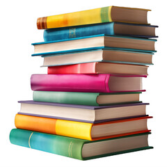 A stack of colorful books on a transparent background png isolated Generative Ai