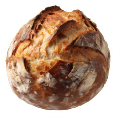 A round loaf of bread on a transparent background png isolated Generative Ai