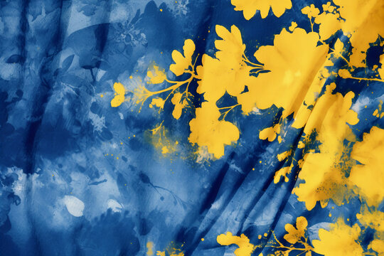 Cyanotype, fabric, background, yellow, AI generative © SANGHYUN