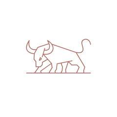 Line art bull logo design vector