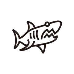 Mono line art shark logo design vector