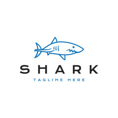 Line art shark logo design vector