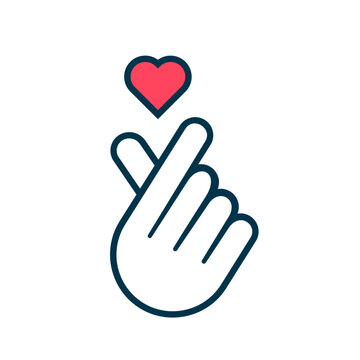 Korean Finger Heart Saranghae vector icon illustration design
