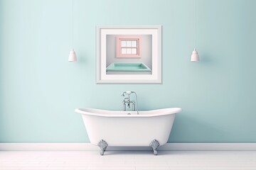Fototapeta na wymiar Bathroom mock-up poster in a frame. Generative AI