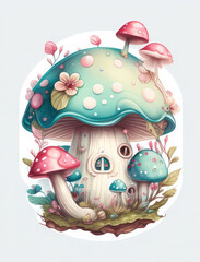 Illustration mushroom in the forest