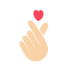 Korean Finger Heart Saranghae vector icon illustration design