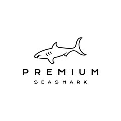 Simple line art shark logo design vector