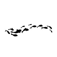 school of black silhouette fish. Silhouette vector illustration.
