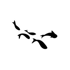 school of black silhouette fish. Silhouette vector illustration.