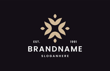 Flower logo vector icon illustration hipster vintage retro .