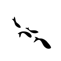 school of black silhouette fish. Silhouette vector illustration.