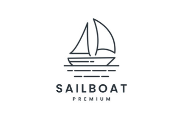 creative Sailboat logo design Vector template line style .