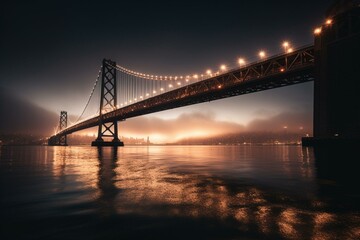 Fototapeta na wymiar Iconic bridge spanning SF Bay. Generative AI