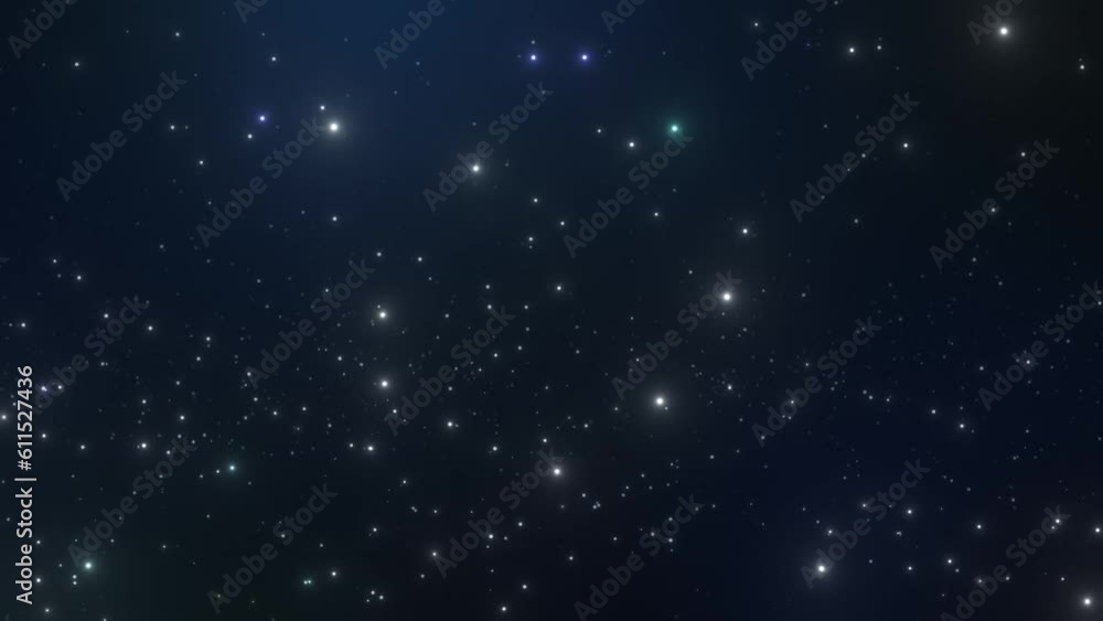 Poster Dynamic Motion: Dark Blue Abstract Background with Glowing Particle Effects. Mesmerizing Dust Particles in Motion. 4K 3D Rendering, Loop. Motion Graphics.
