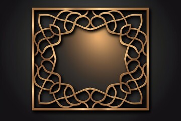 3d black golden arabic empty frame, ornate shape, fancy blank  banner, elegant greeting card template, luxury arabesque design, isolated white traditional shapes background, generative AI