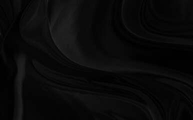 Black gray satin dark fabric texture luxurious shiny that is abstract silk cloth background with patterns soft waves blur beautiful.