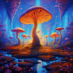Fototapeta na wymiar Psilocy mushroom in the forest