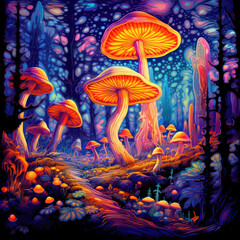 Fototapeta na wymiar Psilocy mushroom in the forest