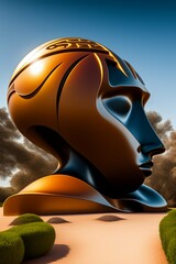 furista big head metal sculpture created with Generative AI technology