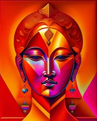 woman portrait style cubism art created with Generative AI technology