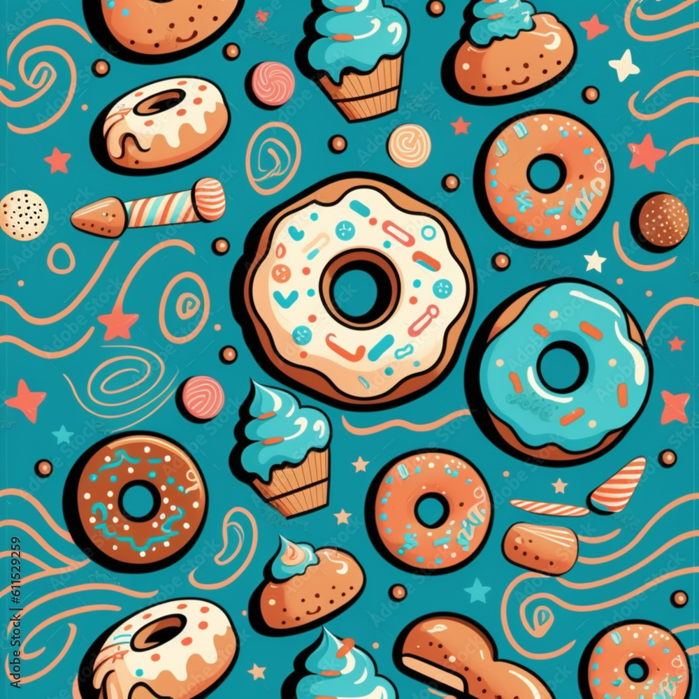 Poster pattern with donuts