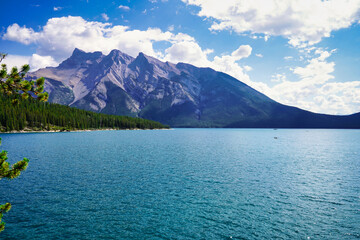 Mount Girouard on the shores of Lake Minnewanka near Banff in the Canada Rockies