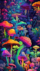 Fototapeta na wymiar Psychedelic mushroom in the forest