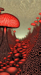 Surreal mushroom in the forest