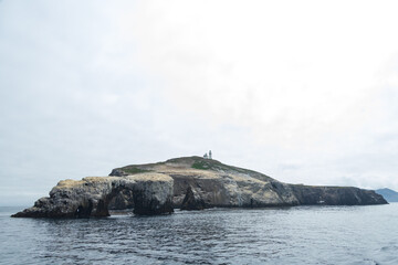 Fototapeta na wymiar Anacapa Island Light Station and foghorn at Channel Islands National Park, California