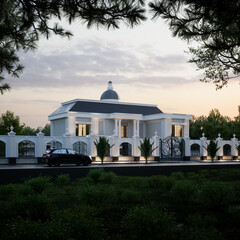3D Render Classic Exterior House Design