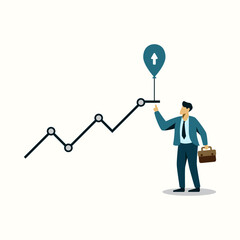 businessman increase profit grow investment stock market rising up arrow concept